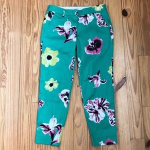 J.Crew Green Floral Ankle Pants